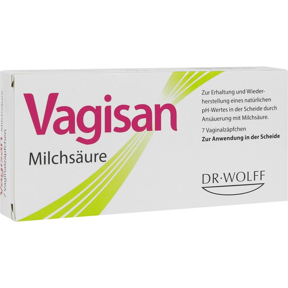 Eine Packung Vagisan Milchs&auml;ure Vaginalz&auml;pfchen.