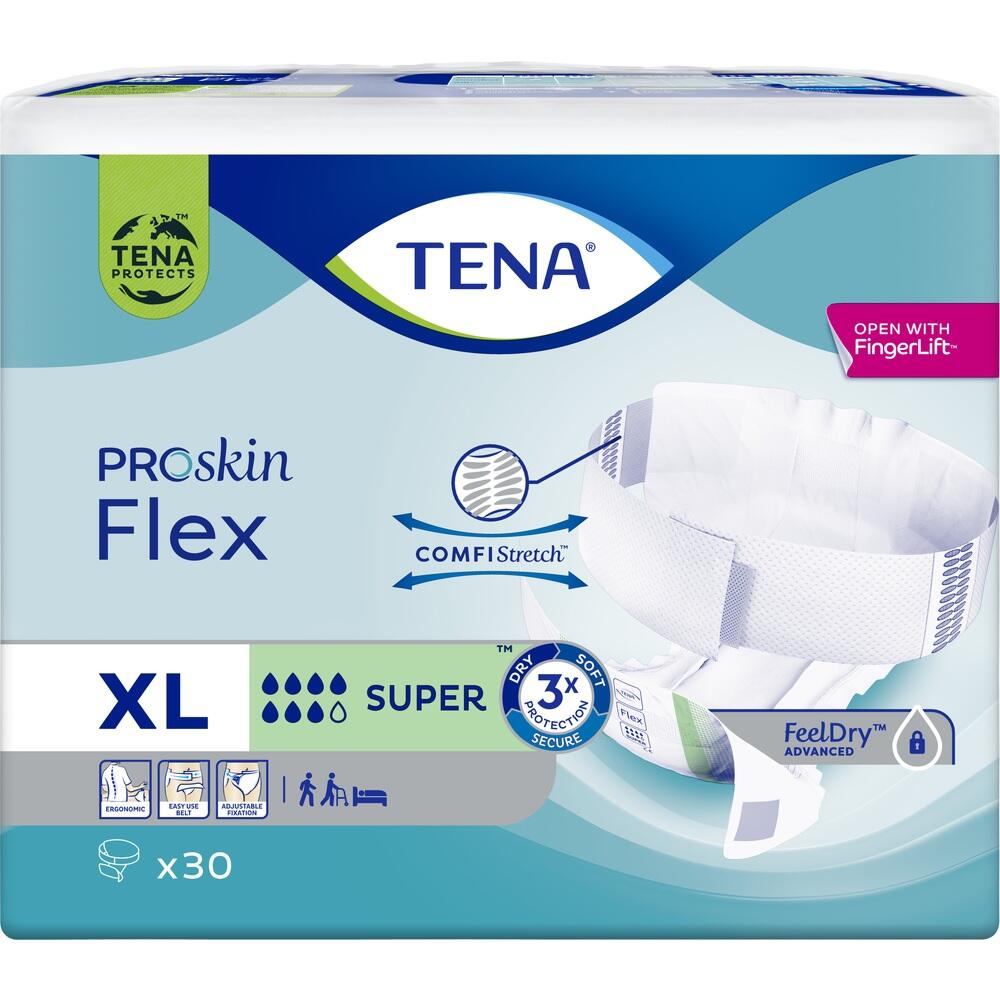 Verpackung von TENA ProSkin Flex Windeln in Gr&ouml;&szlig;e XL.