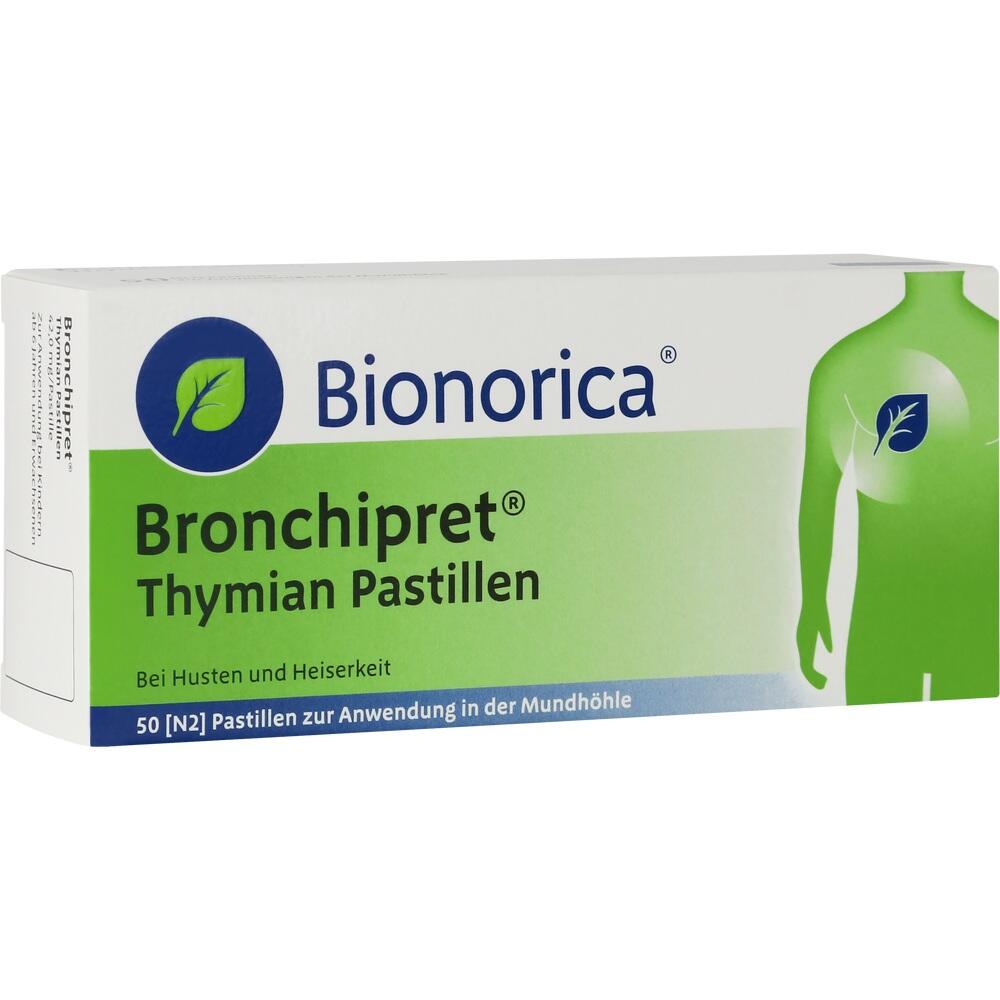Gr&uuml;ne Packung von Bionorica mit Thymian-Pastillen gegen Husten und Heiserkeit.
