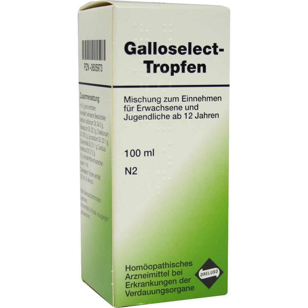 Verpackung von Galloselect-Tropfen f&uuml;r Verdauungsprobleme, 100 ml.