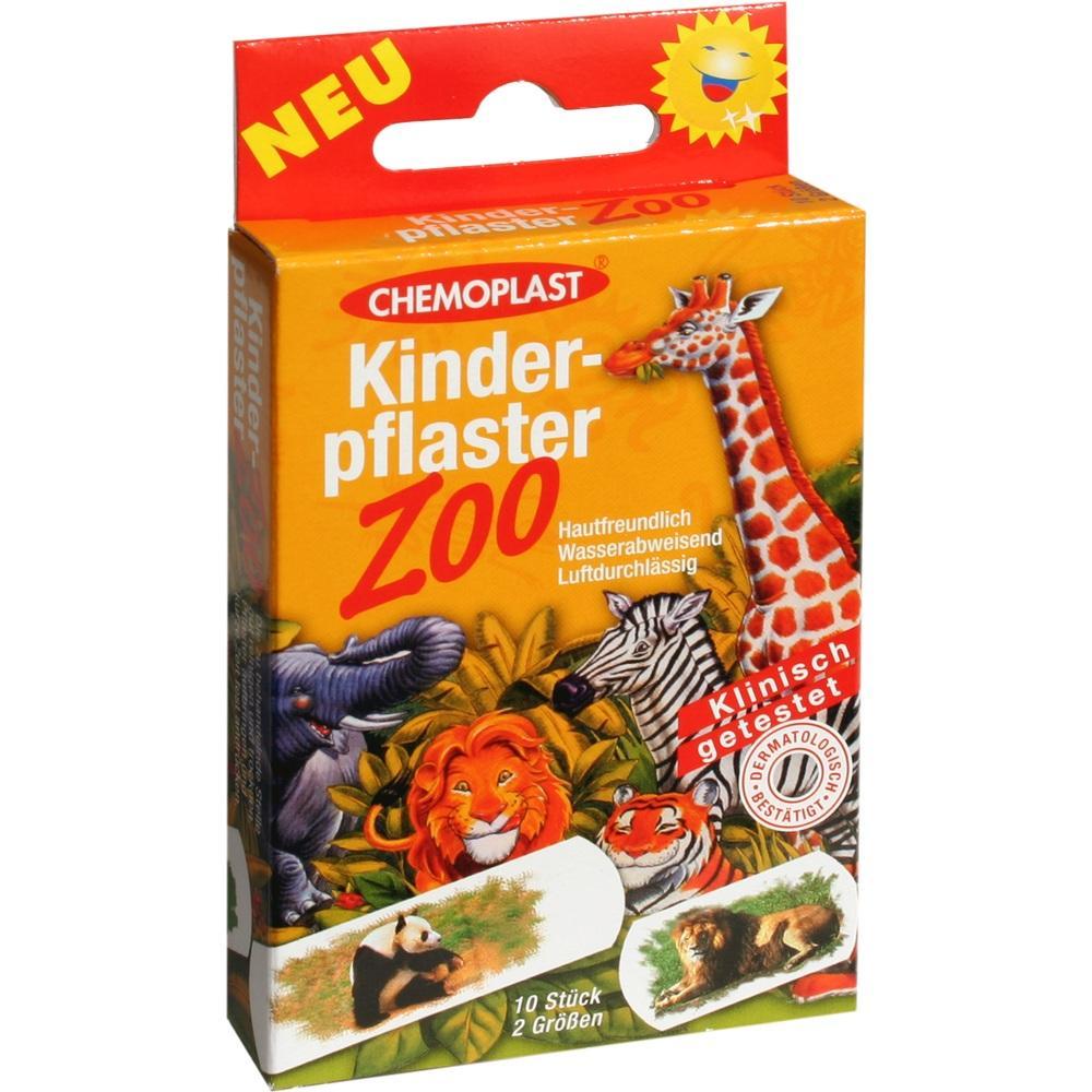 Bunte Pflaster-Packung f&uuml;r Kinder mit Zootieren abgebildet.