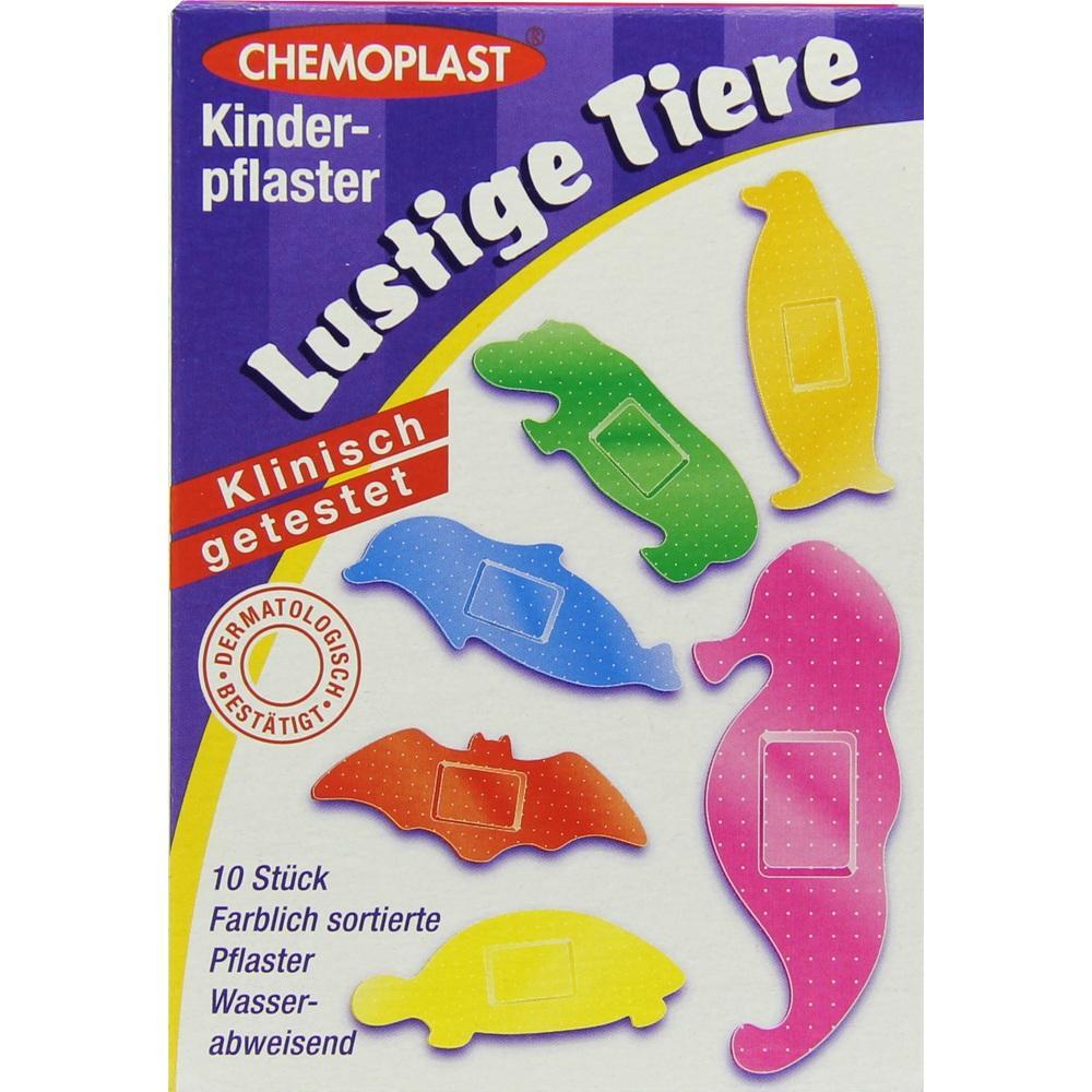 Bunte Pflaster in Tierformen f&uuml;r Kinder auf einer Verpackung.