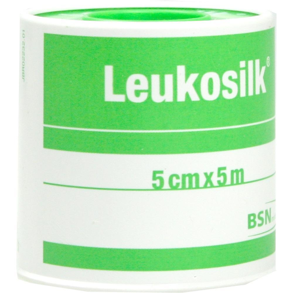 Eine gr&uuml;ne Rolle medizinisches Klebeband mit der Aufschrift "Leukosilk".