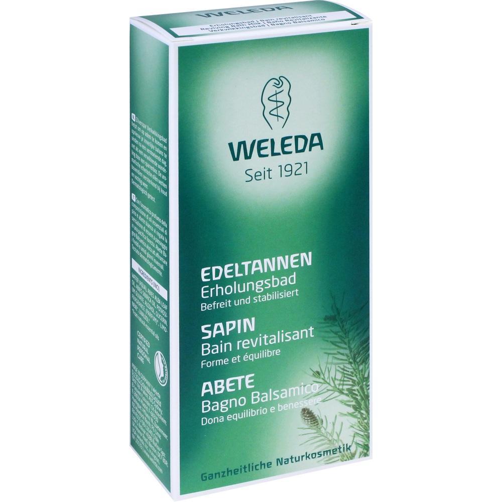 Gr&uuml;ne Verpackung von Weleda mit der Aufschrift "Edeltannen Erholungsbad".