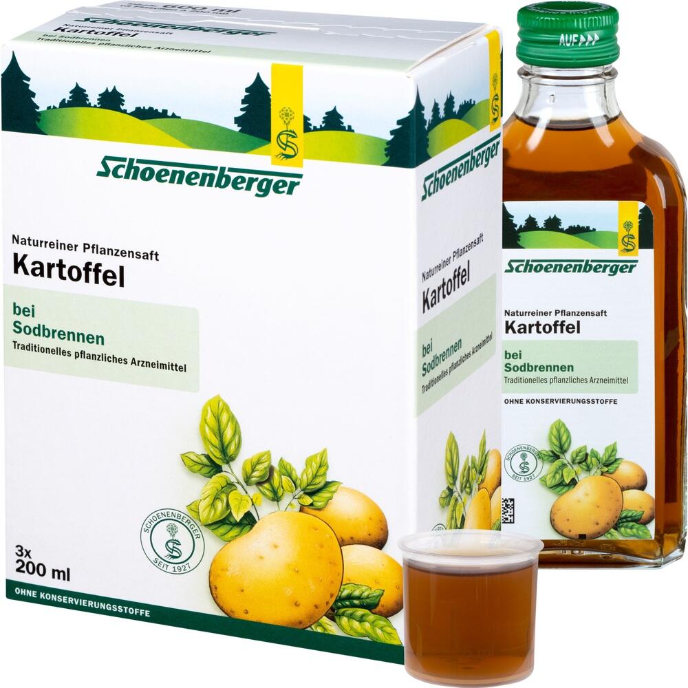 Kartoffelsaft-Verpackung und Flasche gegen Sodbrennen.