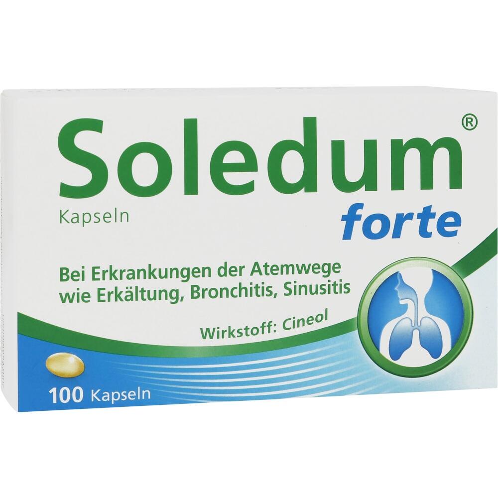 Soledum forte Packung mit 100 Kapseln gegen Atemwegsentz&uuml;ndungen.