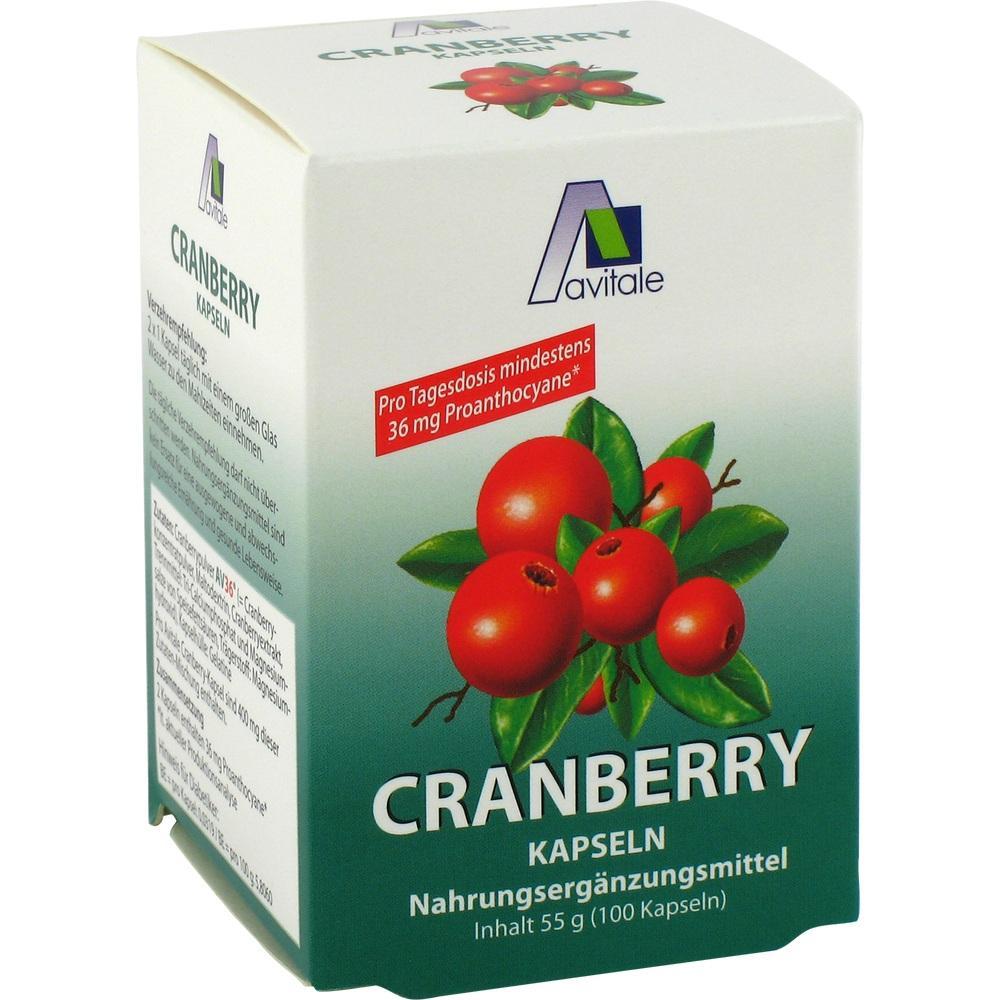 Eine Packung mit Cranberry-Kapseln als Nahrungserg&auml;nzungsmittel.