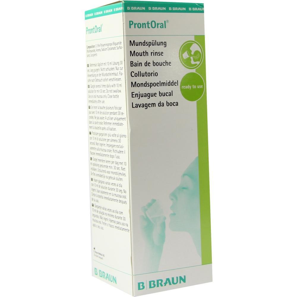 Verpackung einer Mundsp&uuml;lung mit Bild einer Person beim Sp&uuml;len.