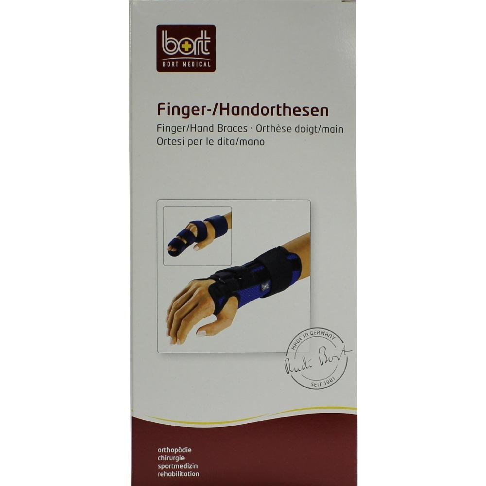 Verpackung f&uuml;r eine Finger- und Handorthese von Bort Medical.
