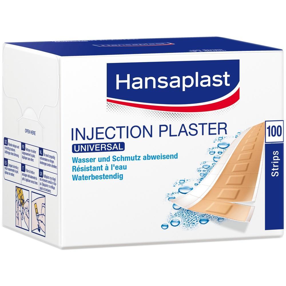 Eine Packung wasserabweisender Pflaster mit der Aufschrift "Hansaplast Injection Plaster".