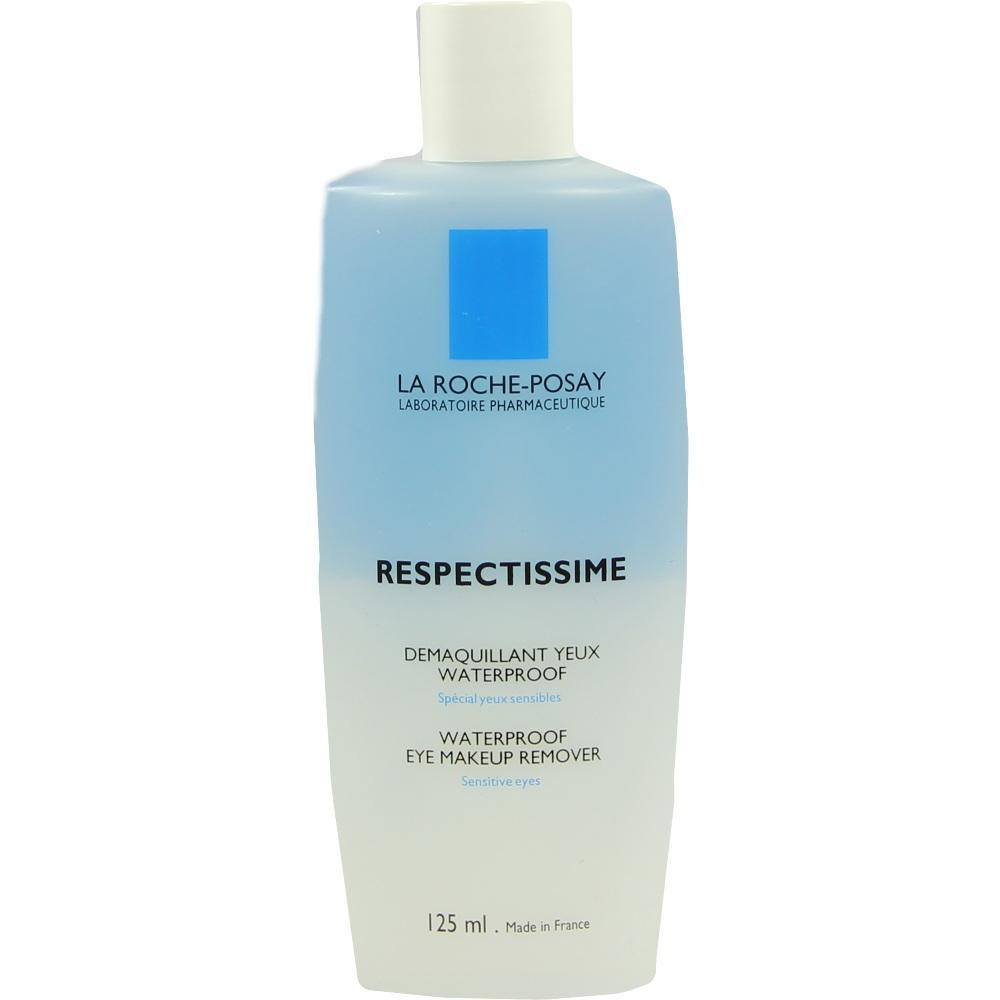 Eine blaue Flasche f&uuml;r wasserfesten Augen-Make-up-Entferner.