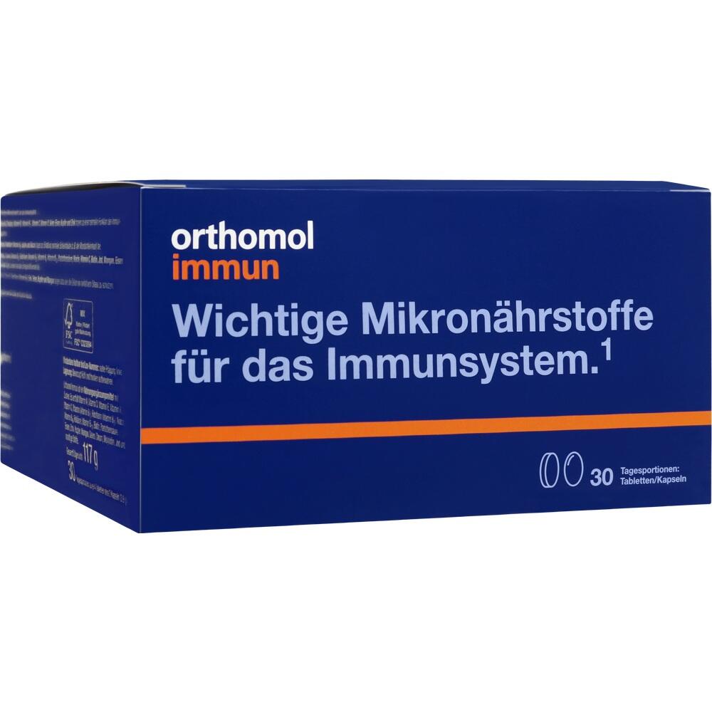 Eine blaue Packung mit dem Text "Wichtige Mikron&auml;hrstoffe f&uuml;r das Immunsystem".