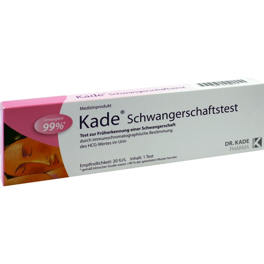 Kade Schwangerschaftstest-Schachtel, rosa-wei&szlig;, zur Fr&uuml;herkennung einer Schwangerschaft.