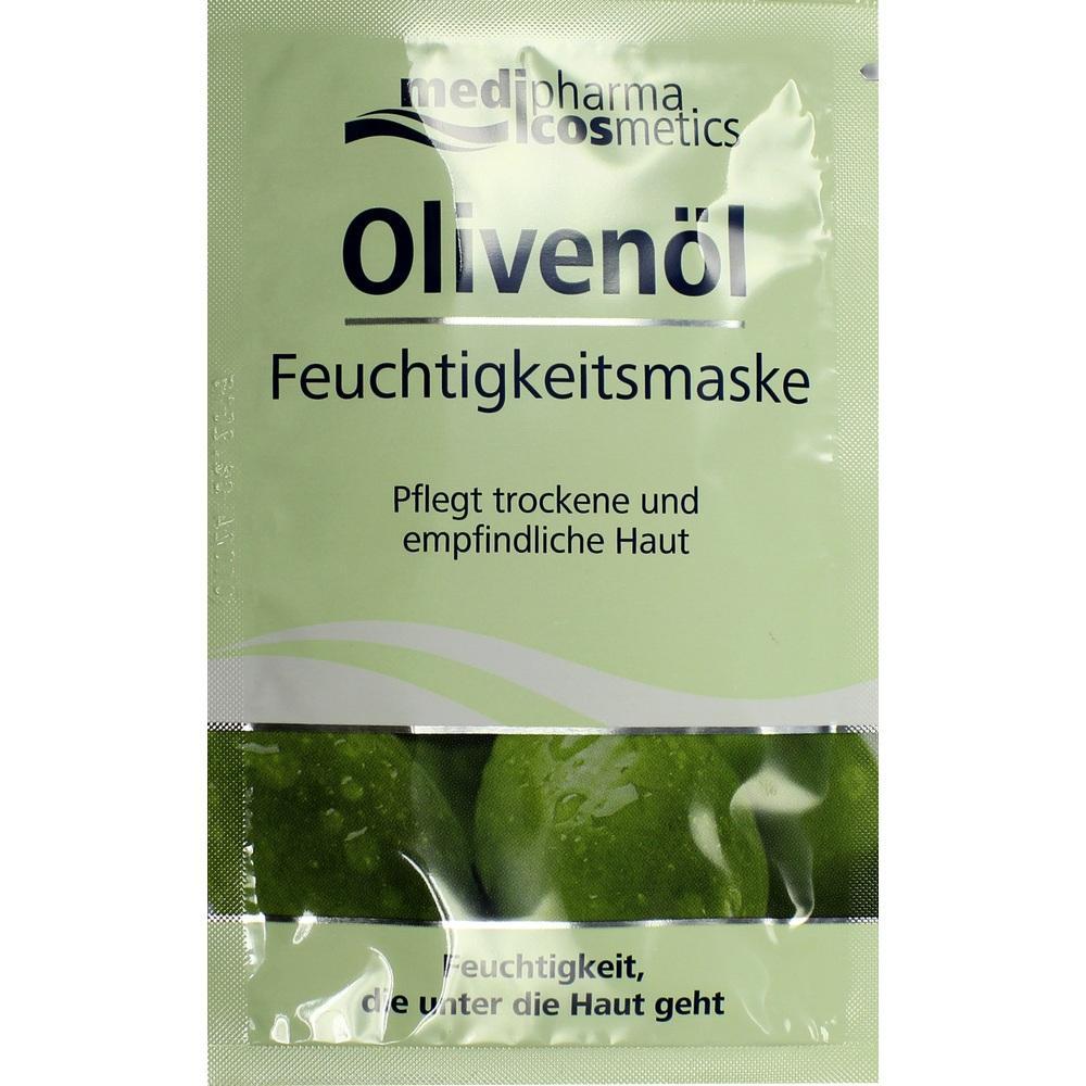 Ein gr&uuml;ner Beutel mit einer Oliven&ouml;l-Feuchtigkeitsmaske f&uuml;r trockene und empfindliche Haut.