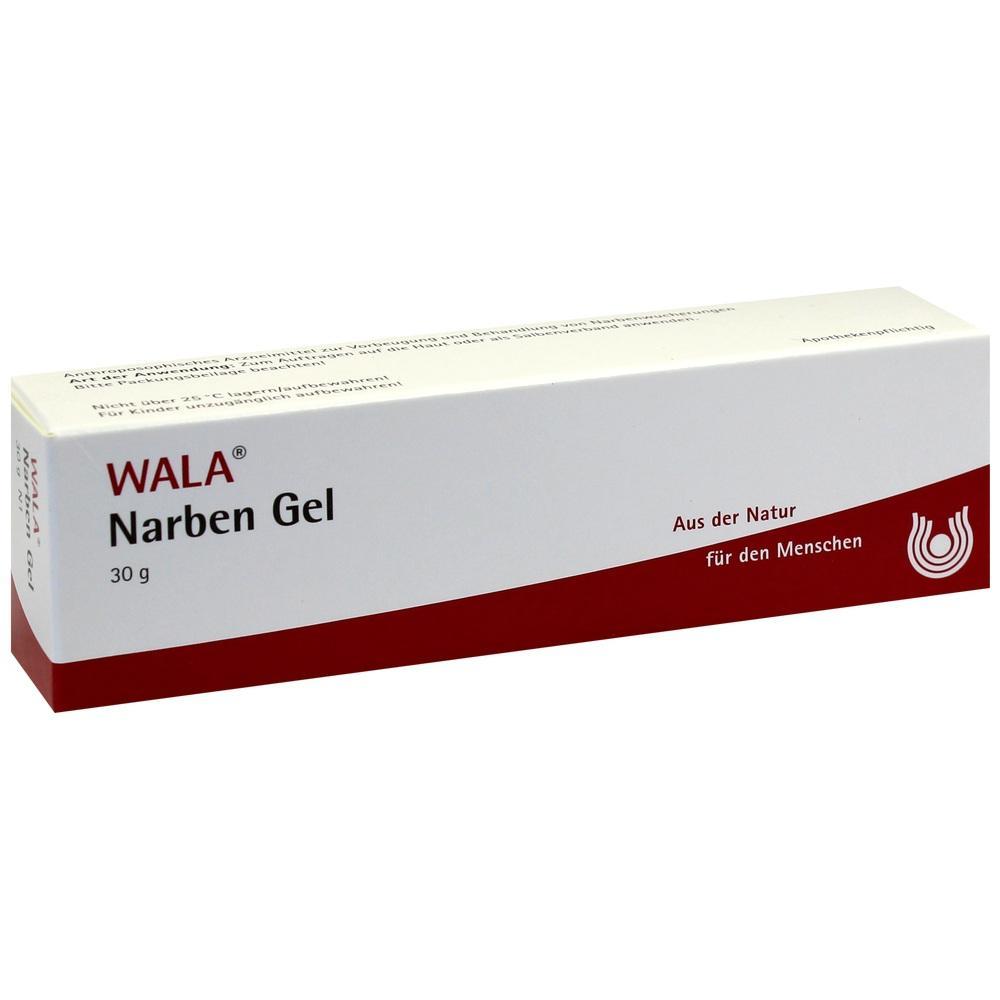 Rote und wei&szlig;e Schachtel mit der Aufschrift "WALA Narben Gel."