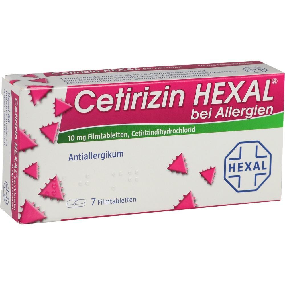 Eine Packung Cetirizin Hexal Tabletten gegen Allergien.