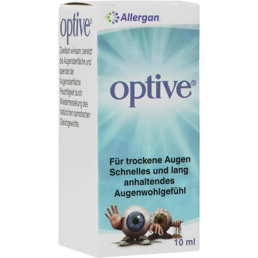 Eine Verpackung von Augentropfen der Marke Optive f&uuml;r trockene Augen.