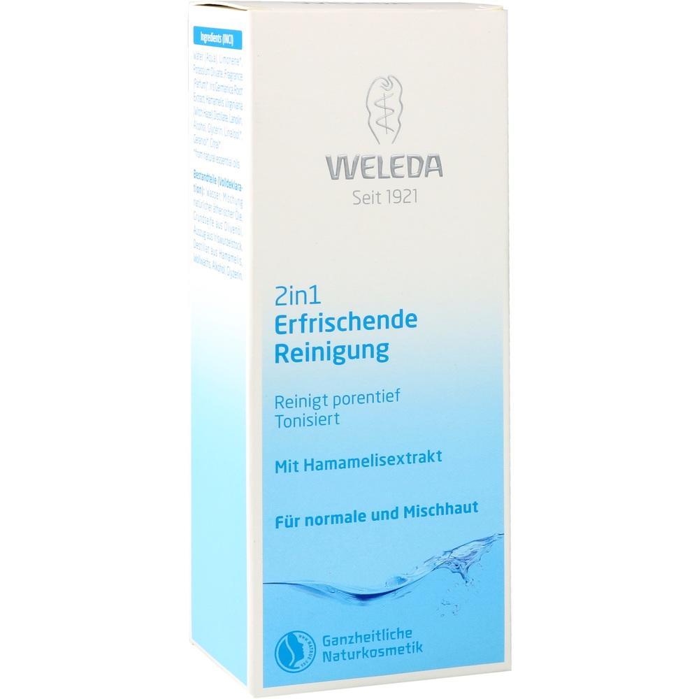 Wei&szlig;e Verpackung mit blauer Aufschrift f&uuml;r Weleda 2in1 Gesichtspflege.
