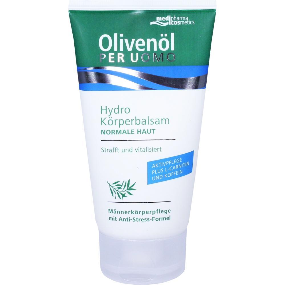 Tube mit Hydro K&ouml;rperbalsam f&uuml;r M&auml;nner, enth&auml;lt Oliven&ouml;l und Anti-Stress-Formel.