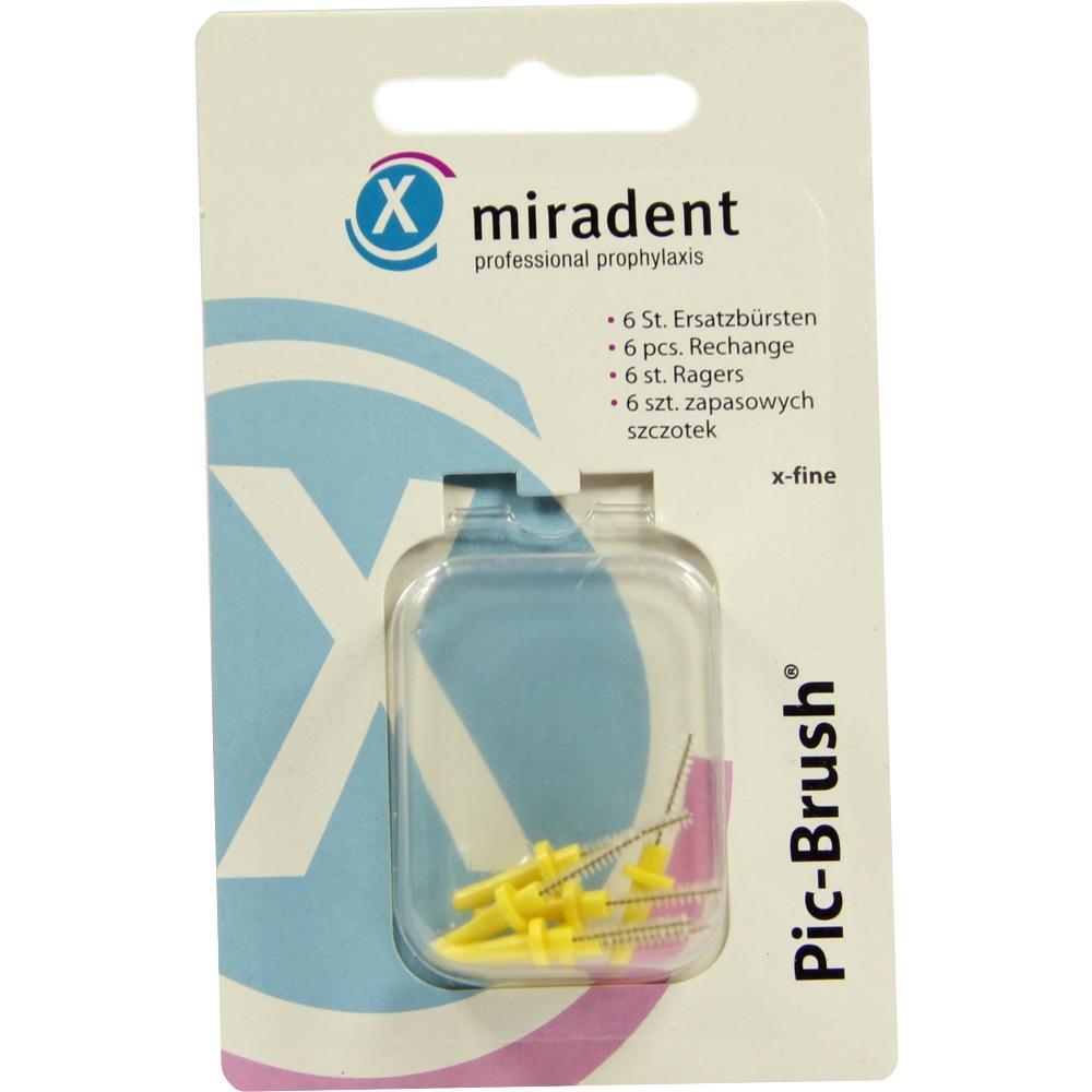 Verpackung mit gelben Interdentalb&uuml;rsten von Miradent f&uuml;r Zahnpflege.