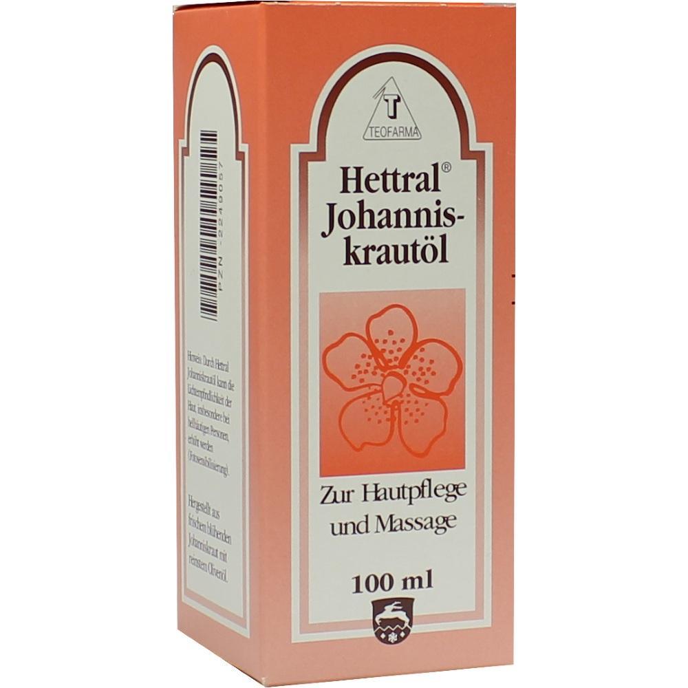 Eine rosa Packung Johanniskraut&ouml;l f&uuml;r Hautpflege und Massage, 100 ml.