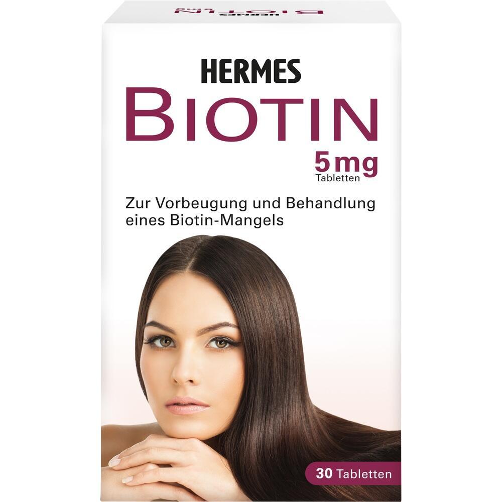 Eine Packung Biotin-Tabletten zur Vorbeugung eines Biotin-Mangels.
