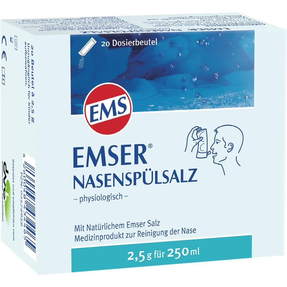 Eine Packung Emser Nasensp&uuml;lsalz f&uuml;r die Reinigung der Nase.