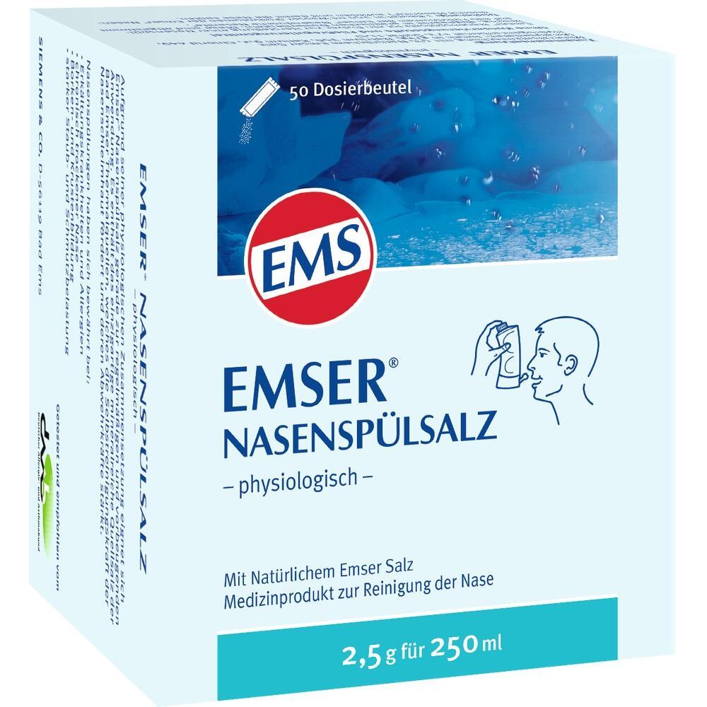 Wei&szlig;e Verpackung von Emser Nasensp&uuml;lsalz zur Nasenreinigung.