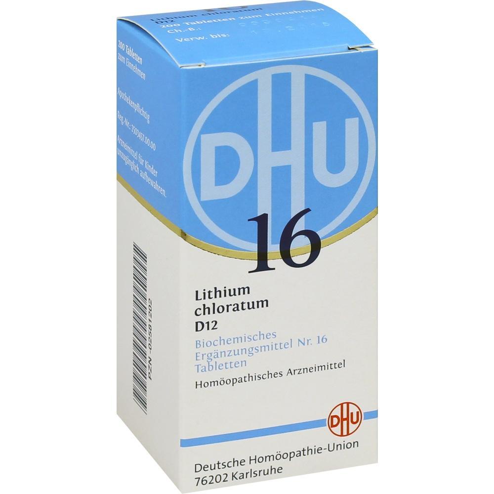 Blaue und wei&szlig;e Verpackung von Lithium chloratum D12 Tabletten.