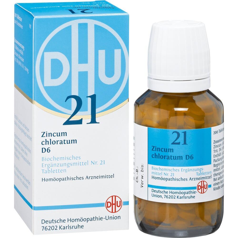 Eine Medikamentenschachtel und Flasche mit der Aufschrift "Zincum chloratum D6".