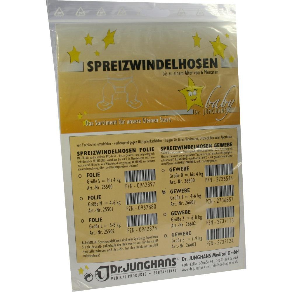 Verpackung von Spreizwindelhosen f&uuml;r Babys bis 6 Monate, Marke Dr. Junghans.