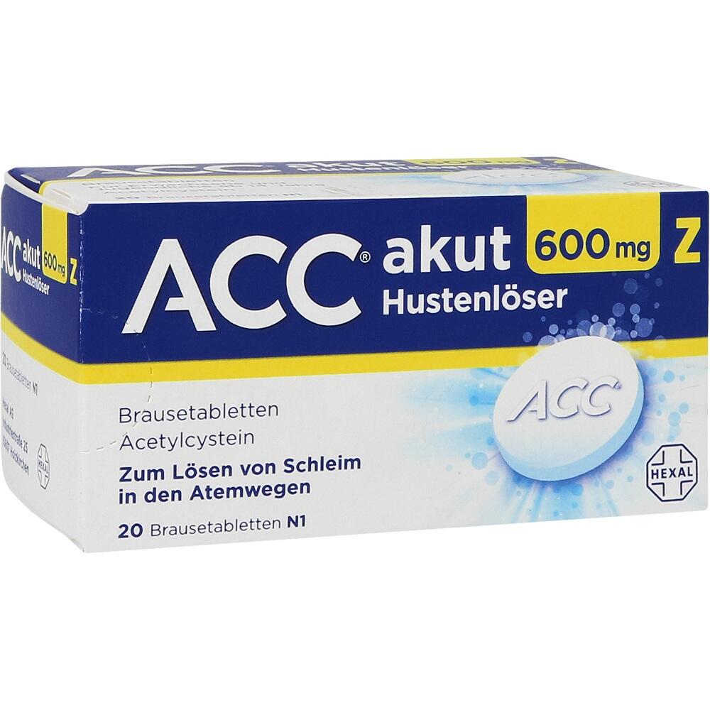 Verpackung von ACC akut 600 mg Hustenl&ouml;ser Brausetabletten f&uuml;r die Atemwege.