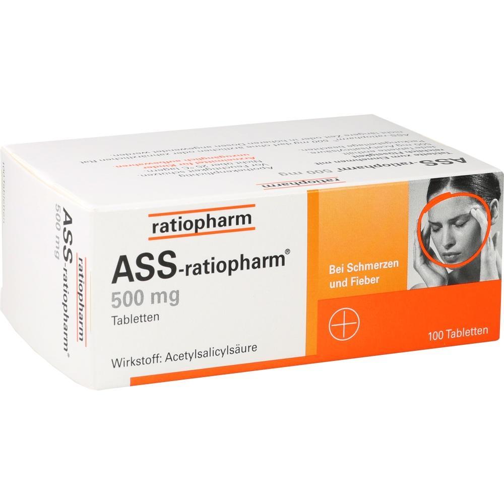 Wei&szlig;e Medikamentenpackung von ASS-ratiopharm gegen Schmerzen und Fieber.