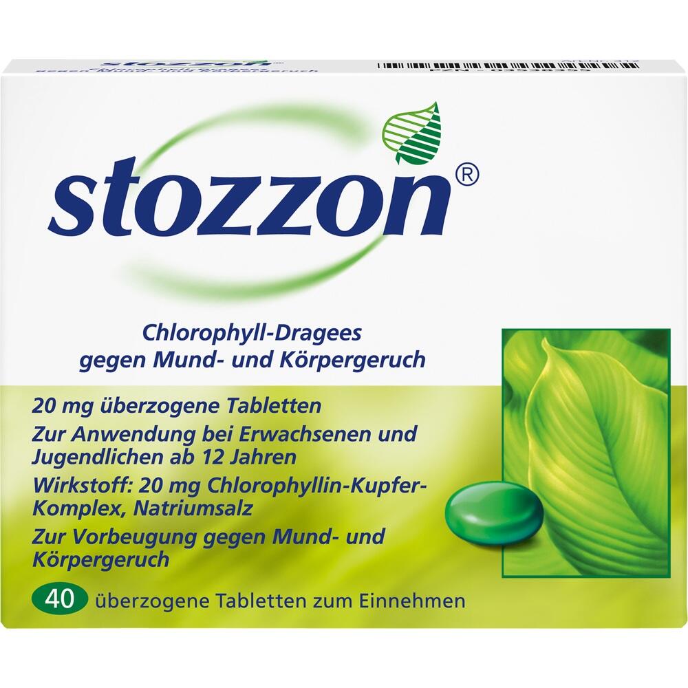 Eine Packung mit Tabletten gegen Mund- und K&ouml;rpergeruch, verziert mit Bl&auml;ttern.