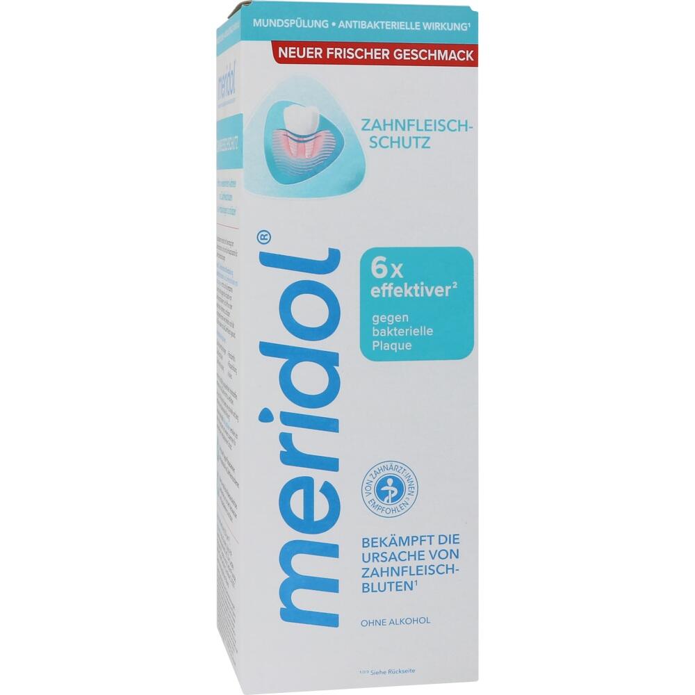 Verpackung einer alkoholgesch&uuml;tzten Mundsp&uuml;lung mit antibakterieller Wirkung f&uuml;r Zahnfleischschutz.