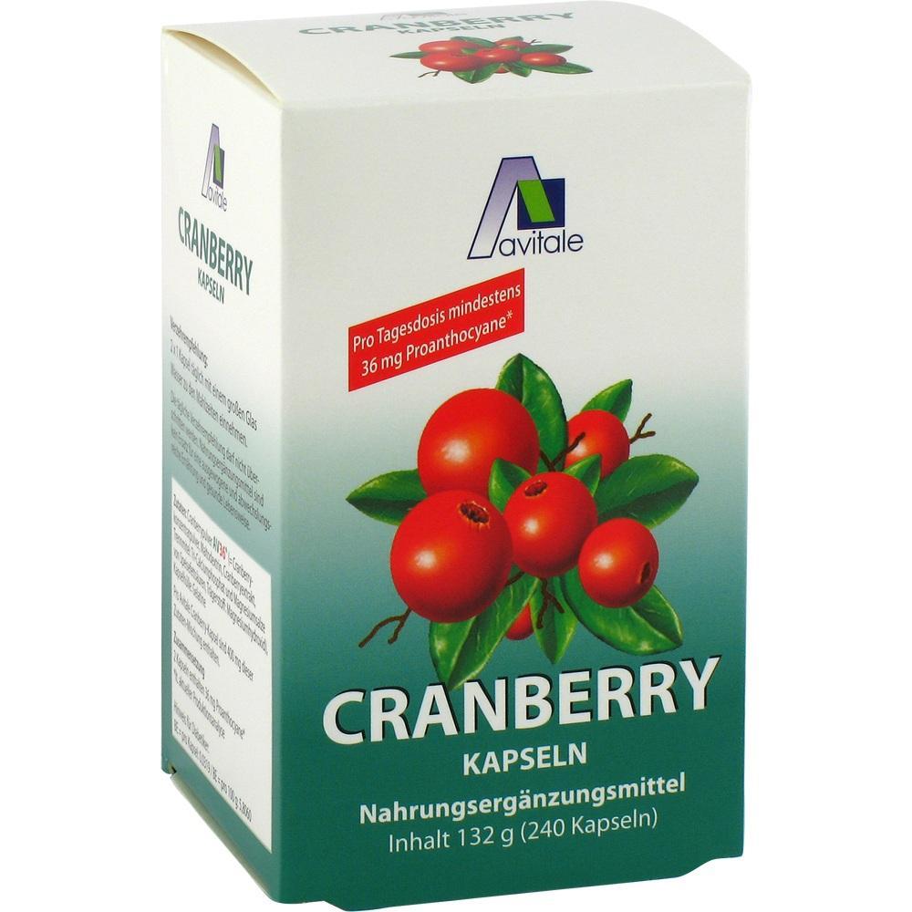 Eine Packung mit Cranberry-Kapseln als Nahrungserg&auml;nzungsmittel.