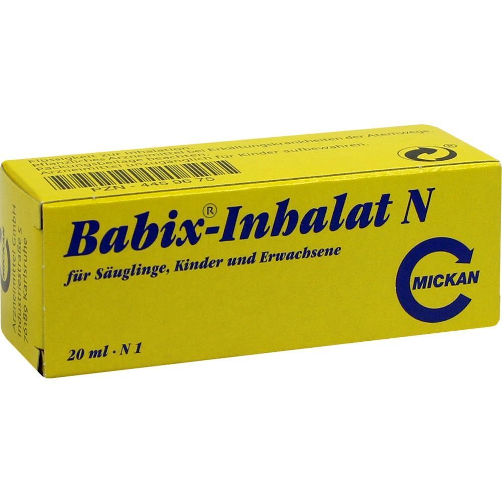 Gelbe Verpackung von Babix-Inhalat N f&uuml;r Babys, Kinder und Erwachsene.