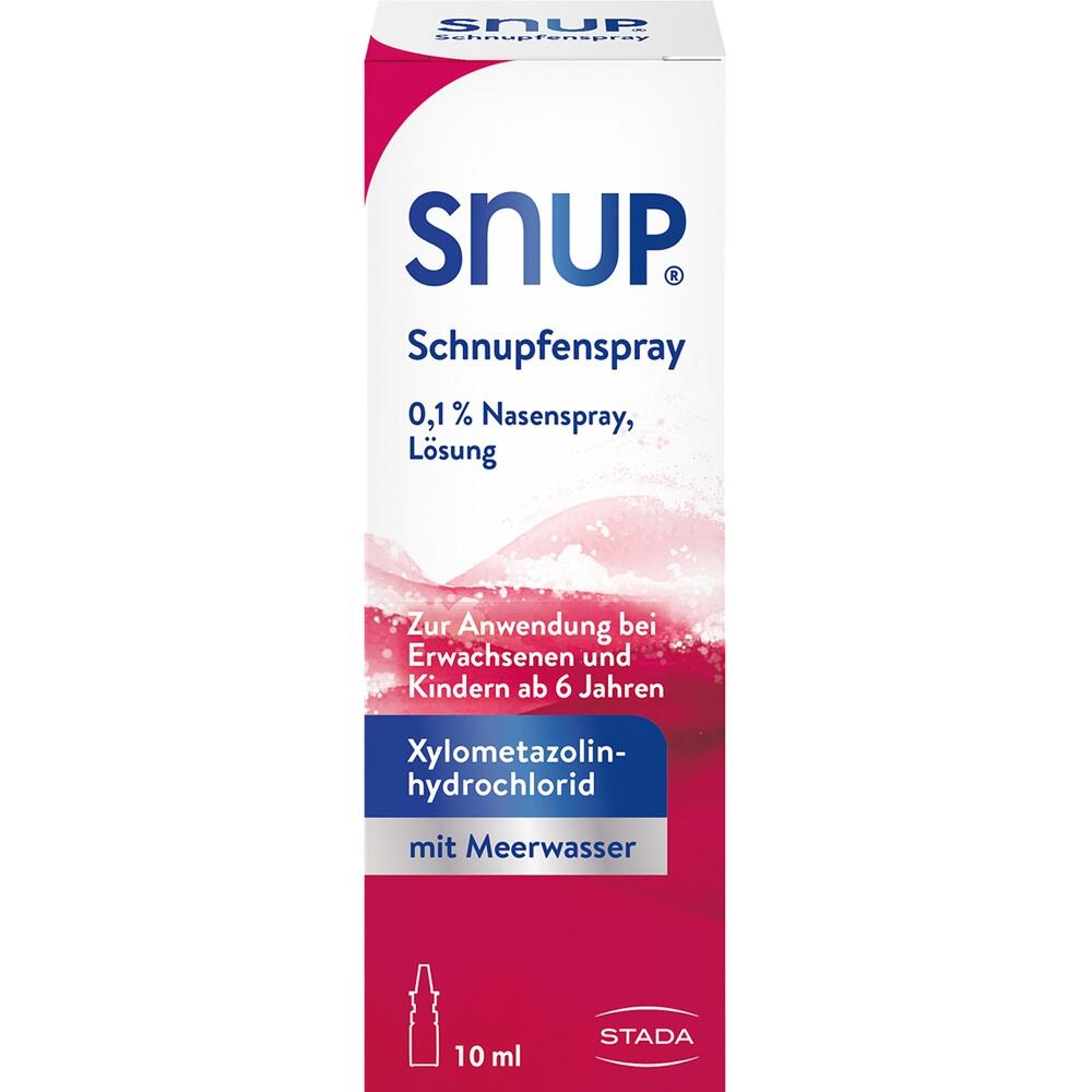 Verpackung eines Schnupfensprays f&uuml;r Kinder ab 6 Jahren und Erwachsene.
