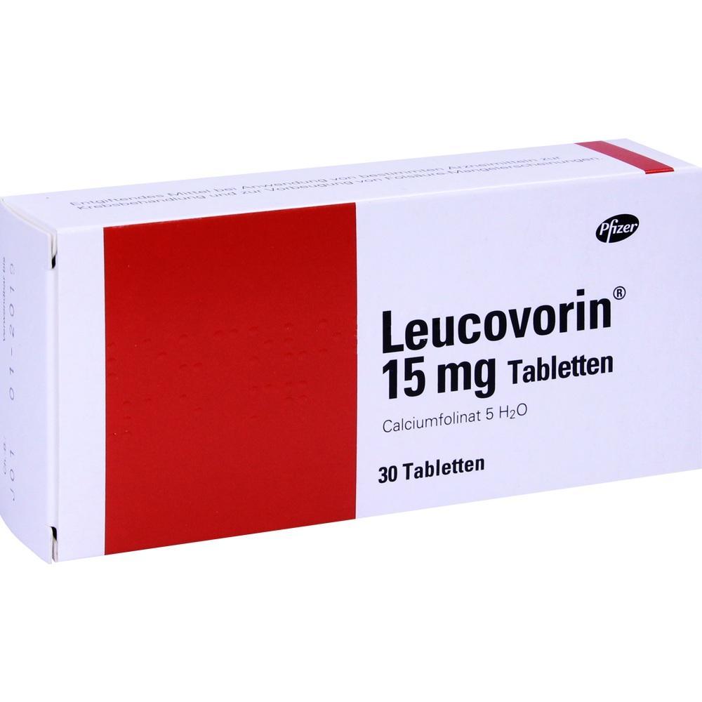 Eine Packung mit 30 Leucovorin-Tabletten zu je 15 mg.