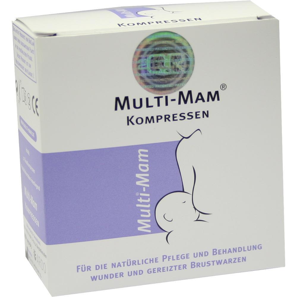 Das Bild zeigt eine Packung "Multi-Mam Kompressen" f&uuml;r gereizte Brustwarzen.