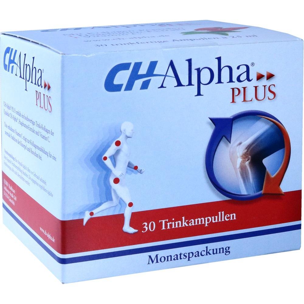 Eine Packung CH-Alpha Plus, ein Nahrungsergänzungsmittel für Gelenke.