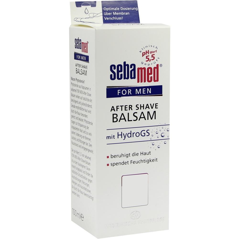 Wei&szlig;e Verpackung mit Aufschrift "Sebamed After Shave Balsam f&uuml;r M&auml;nner".