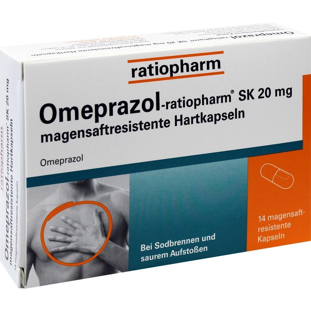 Eine Packung Omeprazol-Kapseln gegen Sodbrennen und sauren Aufsto&szlig;en.