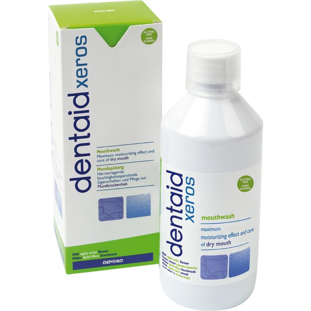 Dentaid Xeros Mundsp&uuml;lung f&uuml;r Mundtrockenheit steht neben der Verpackung.