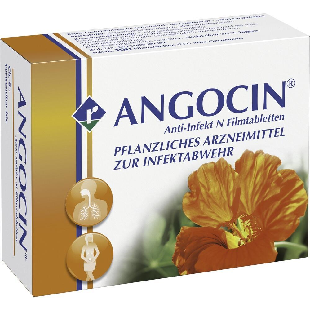 Eine Packung mit pflanzlichen Tabletten zur Abwehr von Infekten, darauf ist eine orange Blume abgebildet.