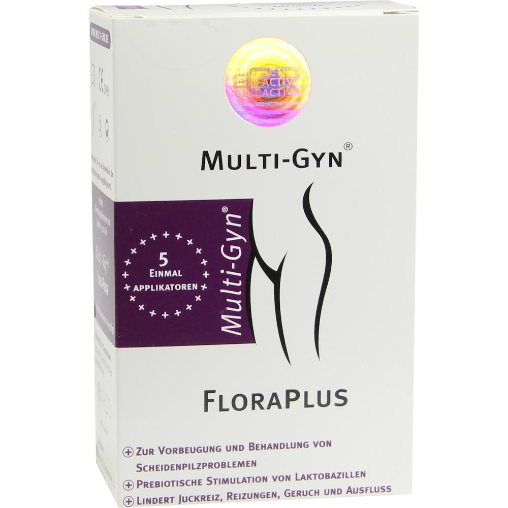 Eine Schachtel mit Multi-Gyn FloraPlus, einem Produkt f&uuml;r weibliche Pflege.