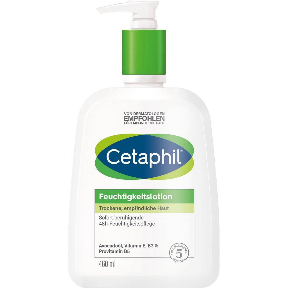 Eine Flasche Cetaphil Feuchtigkeitslotion f&uuml;r empfindliche Haut.