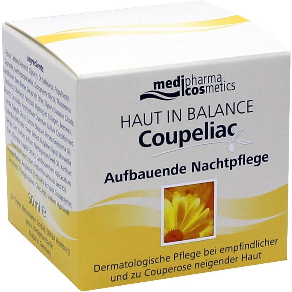 Wei&szlig;e Verpackung mit gelber Blume und Text "Aufbauende Nachtpflege" von medipharma cosmetics.