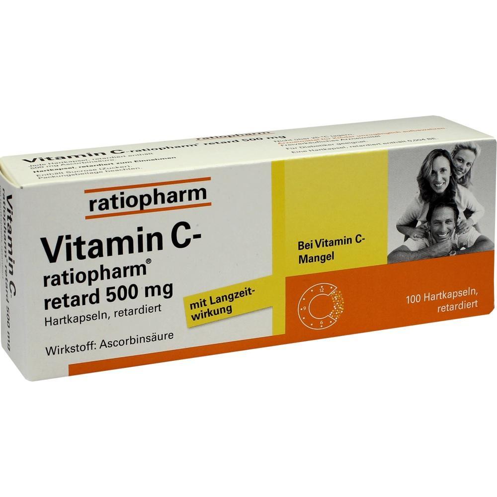 Verpackung von Vitamin C-Kapseln zur Behandlung von Vitamin C-Mangel.