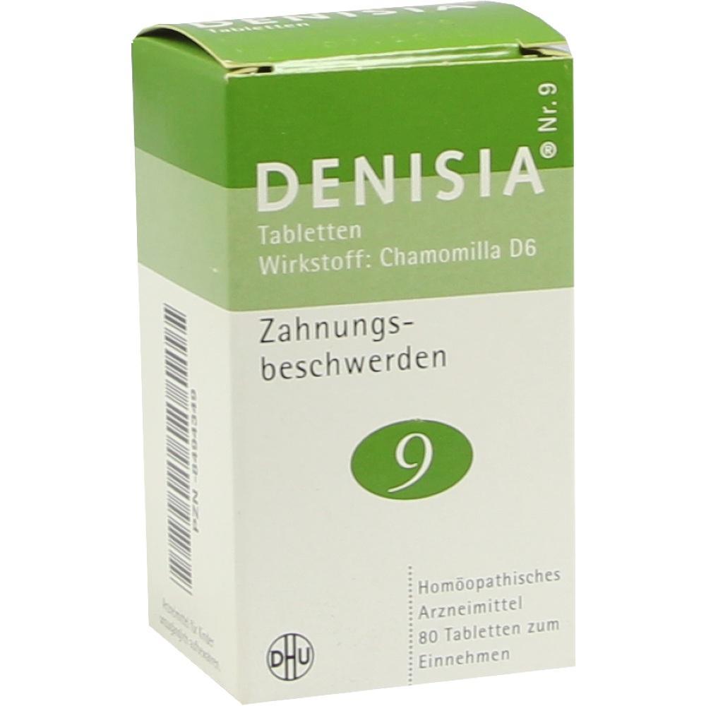 Gr&uuml;ne und wei&szlig;e Medikamentenverpackung f&uuml;r hom&ouml;opathische Zahnungsmittel.